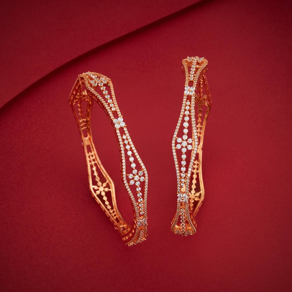 White Gold-Rose - Plated Party Wear Zircon Bangle 469488 : 469490