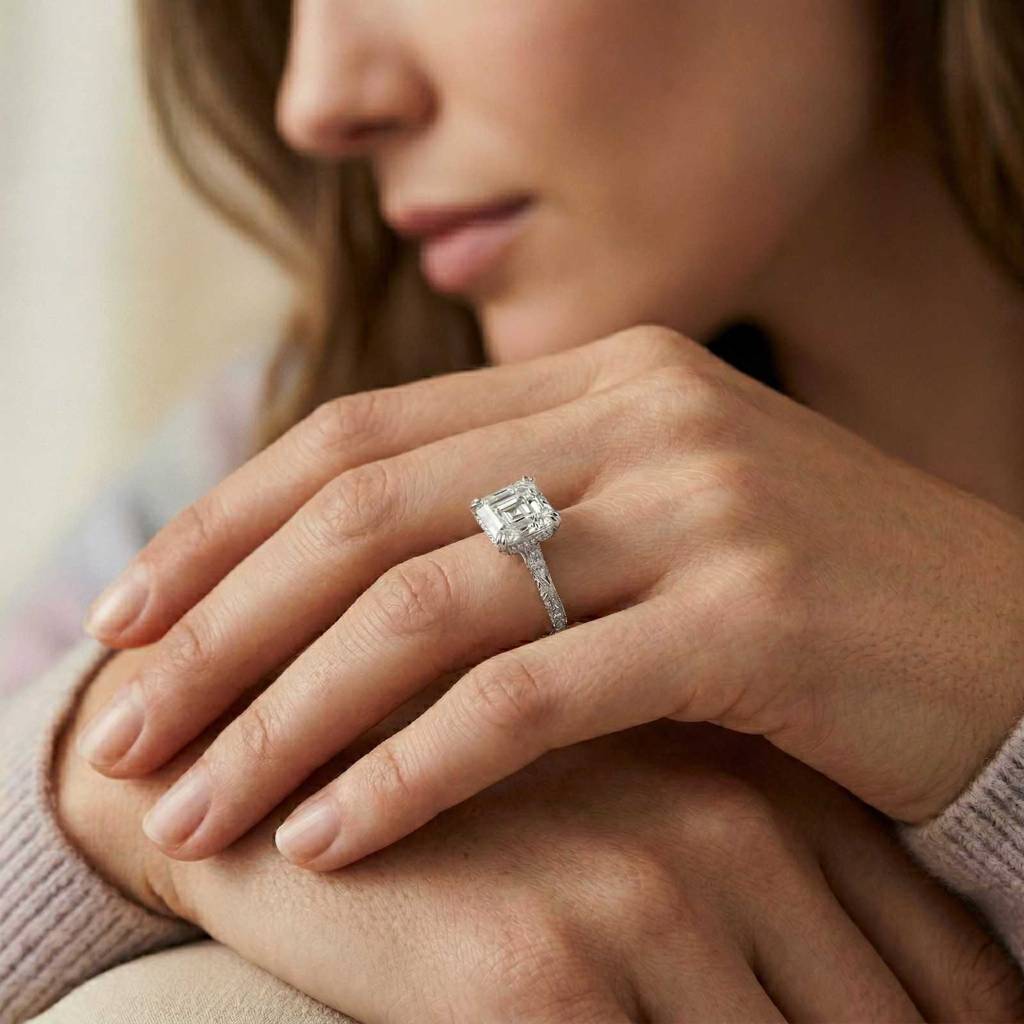 2.99Ct Moissanite Asscher Cut Pave Twist Ring : ZLM10020-10N