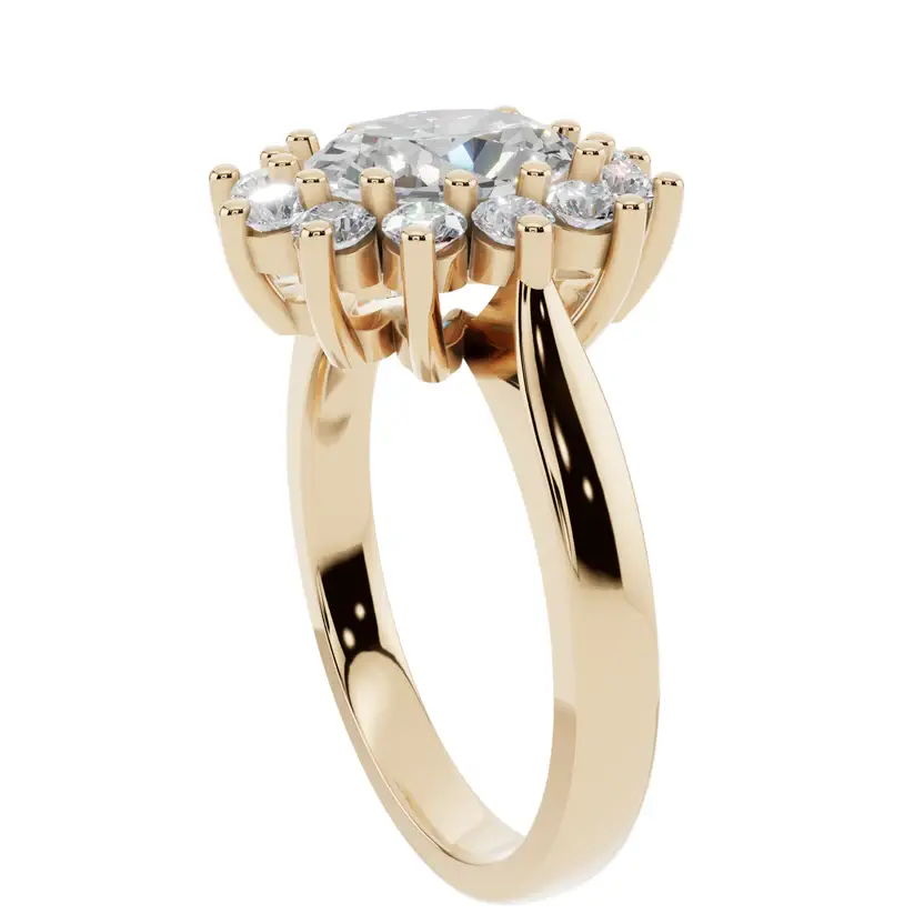 The Oval Halo Bloom Pure Silver Ring : VRG08-SL-9-G