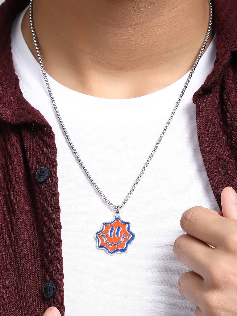 Men'S The Fluid-Smile Pendant Necklace - Metallic Silver : FAPD1171