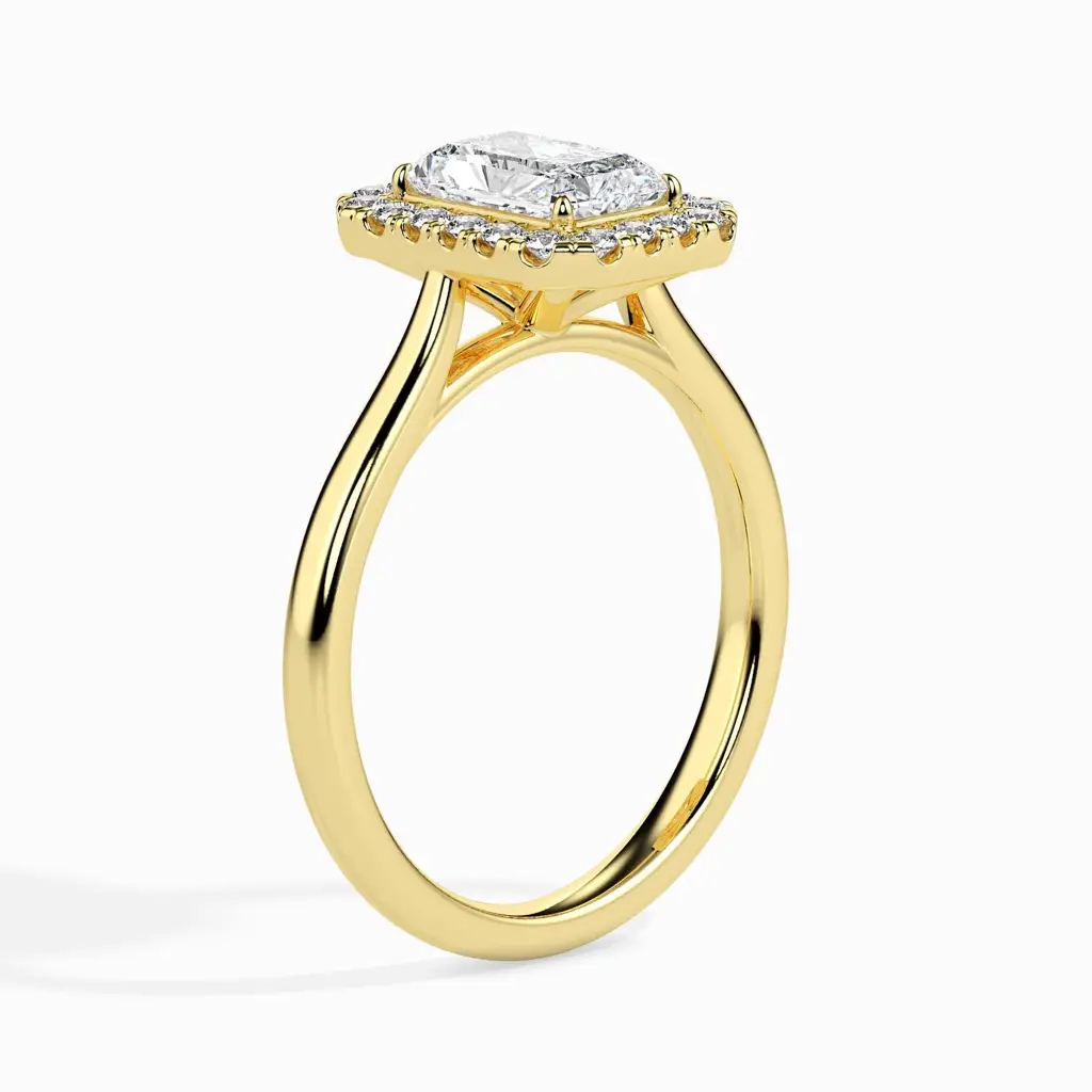 1 Carat Radiant Solitaire Ring With Halo : 09kRoseZNR138F10