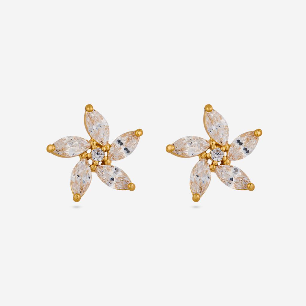 White - Plated Casual Wear Trendy Zircon Earring - 466985 : 466985