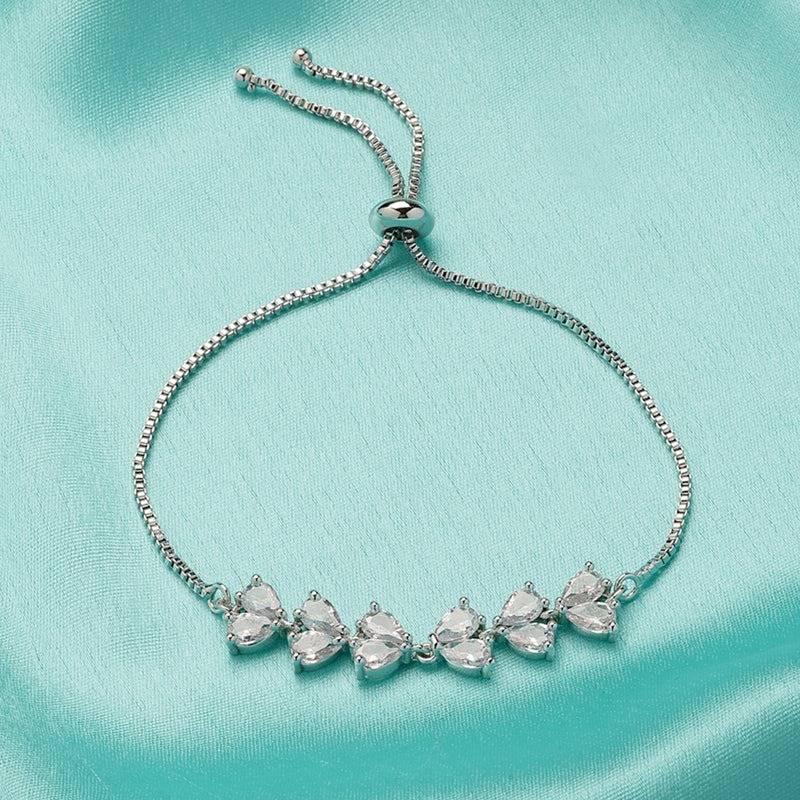 American Diamond Pear-Cut Cluster Chain Bracelet – Lightweight Occasion Wear : AD-140-IRBR