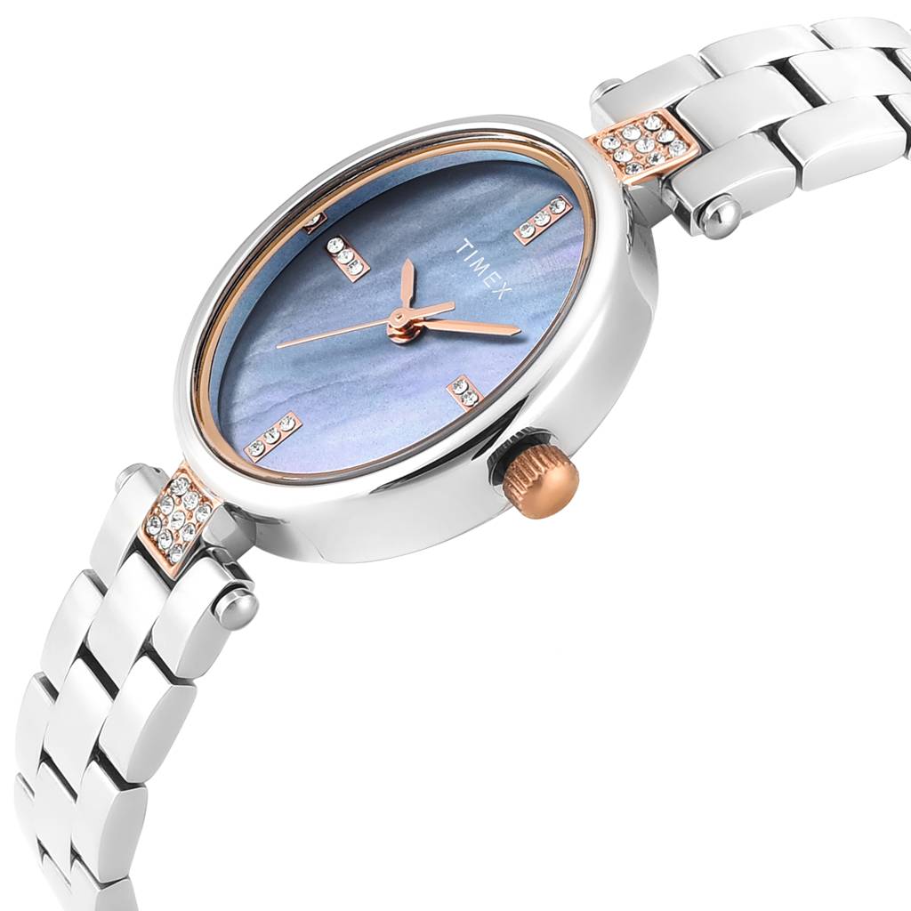 Timex Oval 23Mm Aqua Dial Analog Women Watch - Twel27201 : TWEL27201