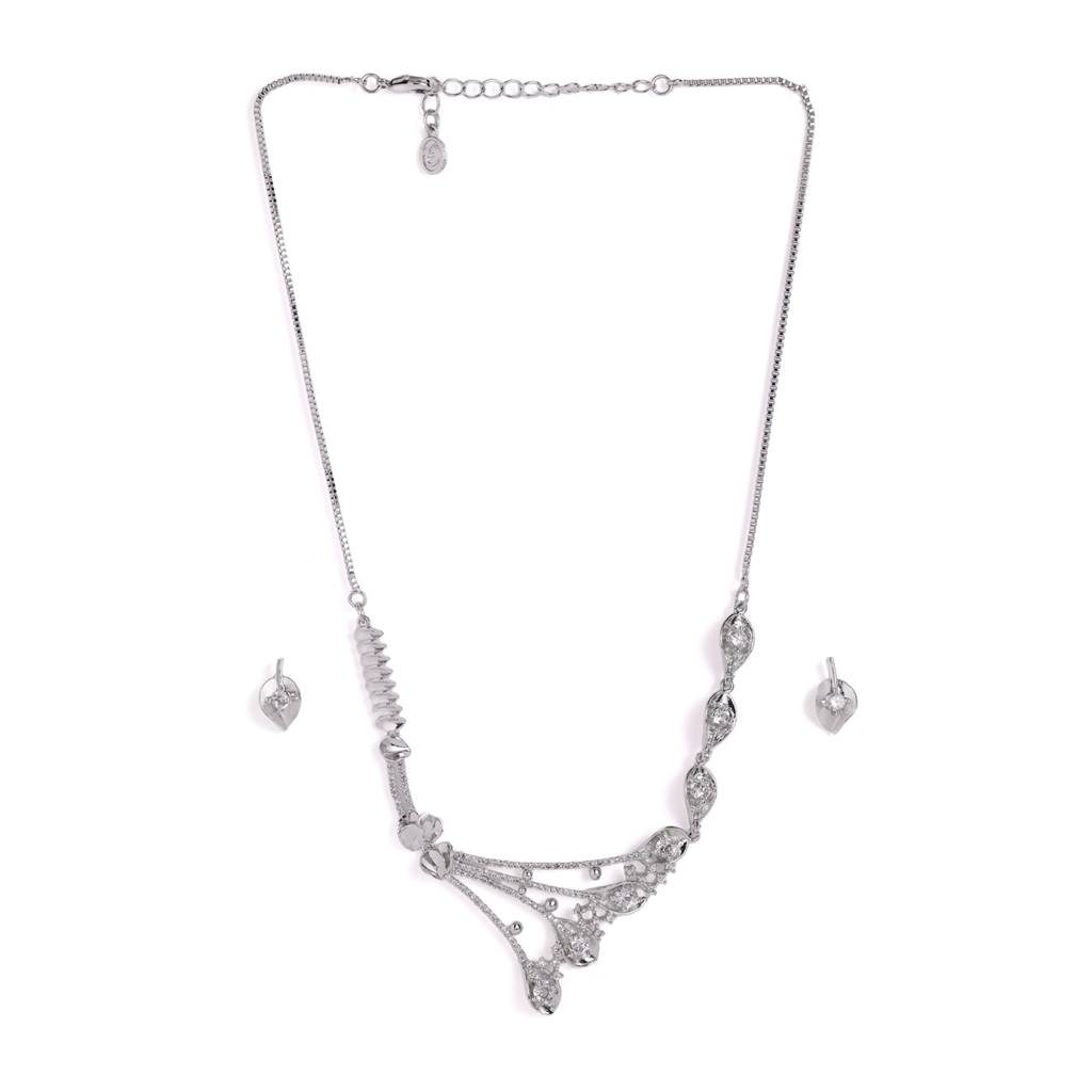 Cz Necklace Set Minimal Pendant Style Jewellery  For Women : AD-950-IRWE-NKER