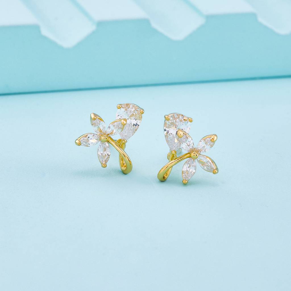 White Gold - Plated Casual Wear Trendy Zircon Earring - 460171 : 460171
