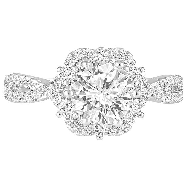 Silver Plated Crystals Studded Solitaire Ring Contemporary Jewellery For Women & Girls (Us 7) : PX9R3008S