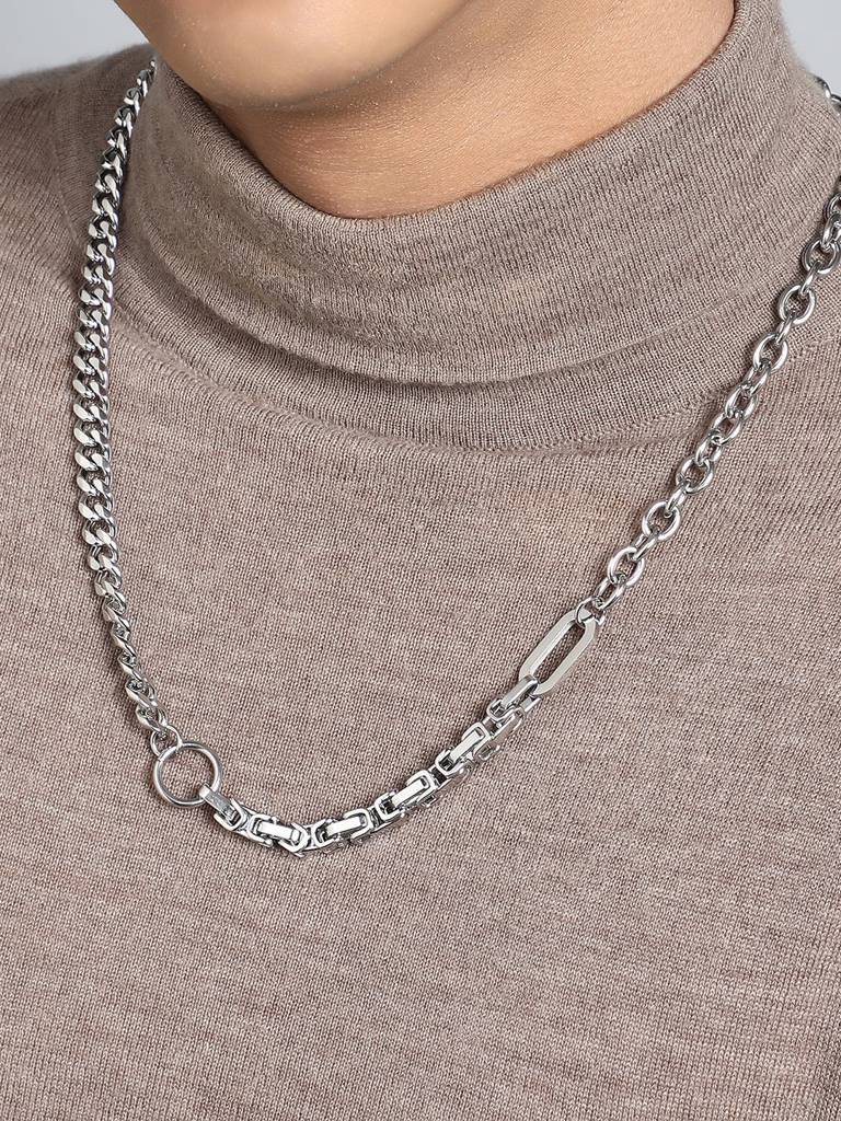 Men'S The Mechanical Chain Necklace - Metallic Silver : FANC1208