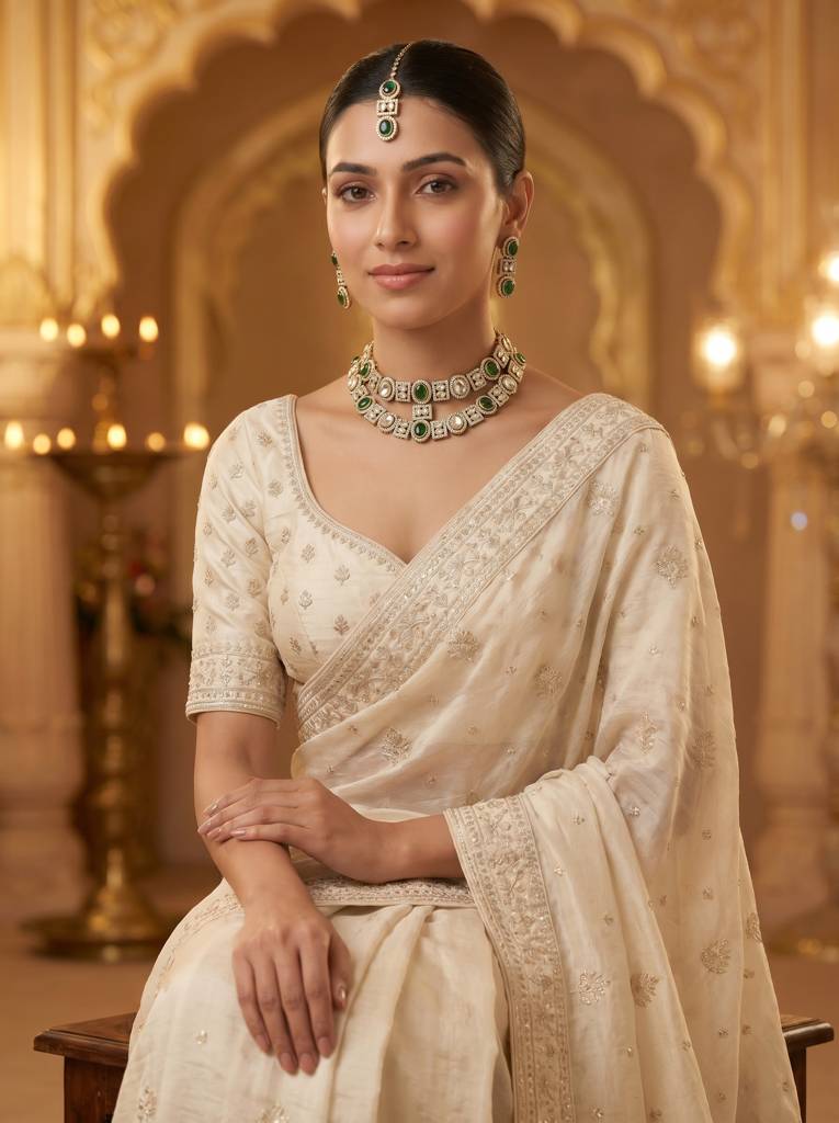 Bridal Double Layer Jewellery Set : HBN-44-GREEN