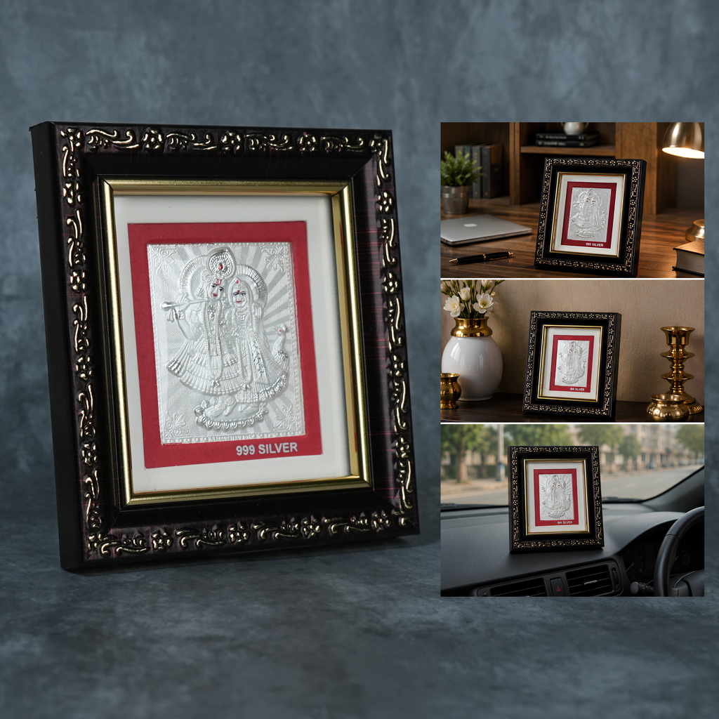 Divya Radha Krishna 999 Silver Premium Classic Frame : SMK-FRM-010-WM