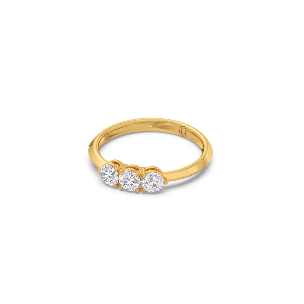 Classic Three-Stone Diamond Ring : LJ-R00603-14YGLGD-10