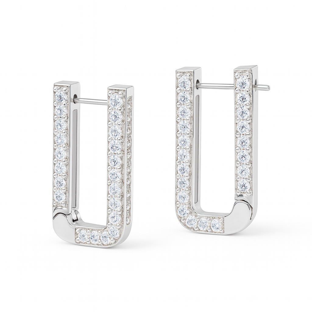 Silver U Shaped Hoops With Cz Stones : Silver_U_Shaped_Hoops_with_CZ_Stones_Oct25