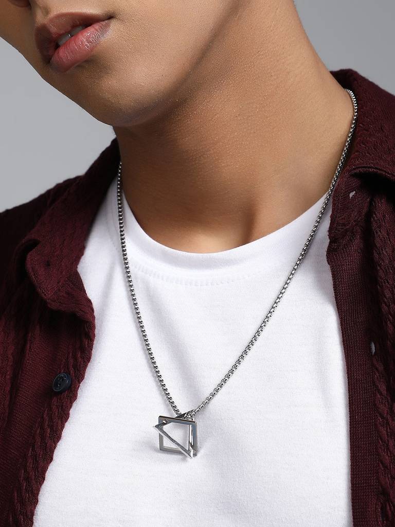 Men'S The Quad Pendant Necklace - Metallic Silver : FAPD1180