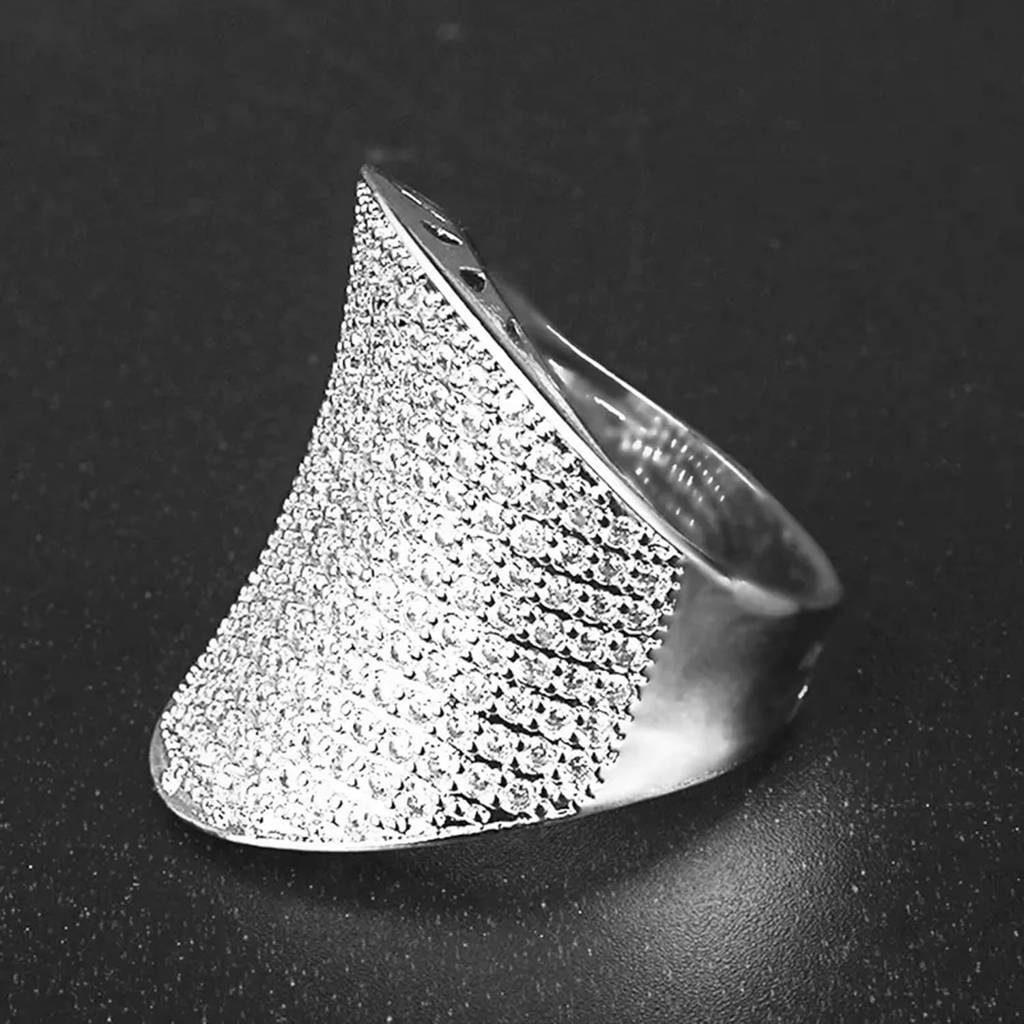 Silver Plated Cubic Zirconia Studded Finger Ring Contemporary Jewellery For Women & Girls (Us 7) : PX9R2024S-7