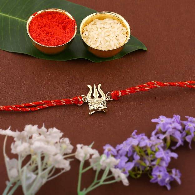 Premium Trishul Damru Rakhi For Brother|Designer Traditional Rakhi Thread|Trendy Rakhi For Raksha Bandhan-183-I : 183-IG-RAKHI