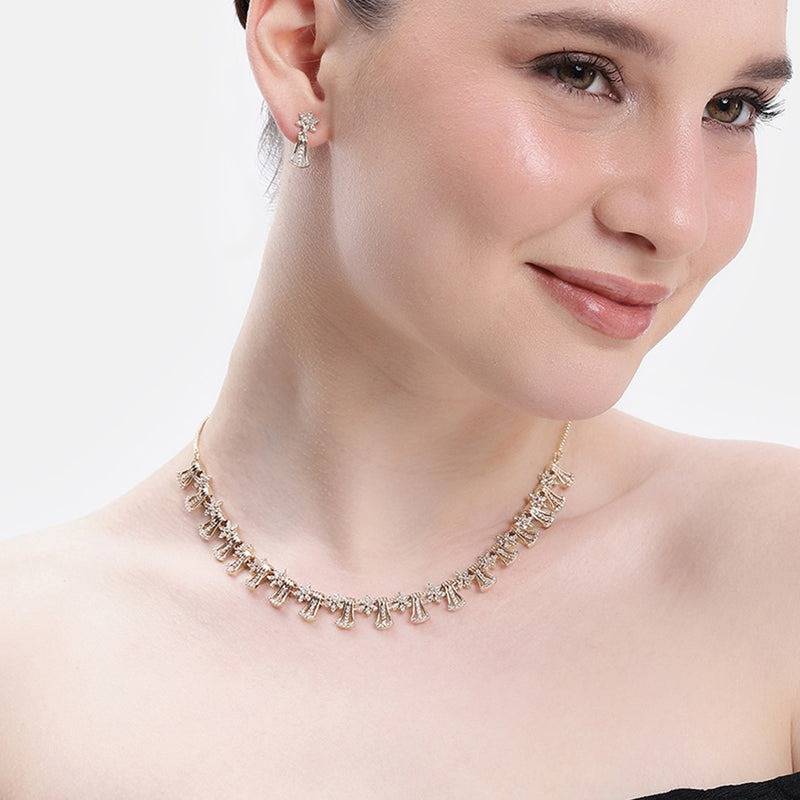 Dazzling Bell Shape Cz Necklace Set For Women|Perfect For Occasion Wear : AD-894-RGWENKER
