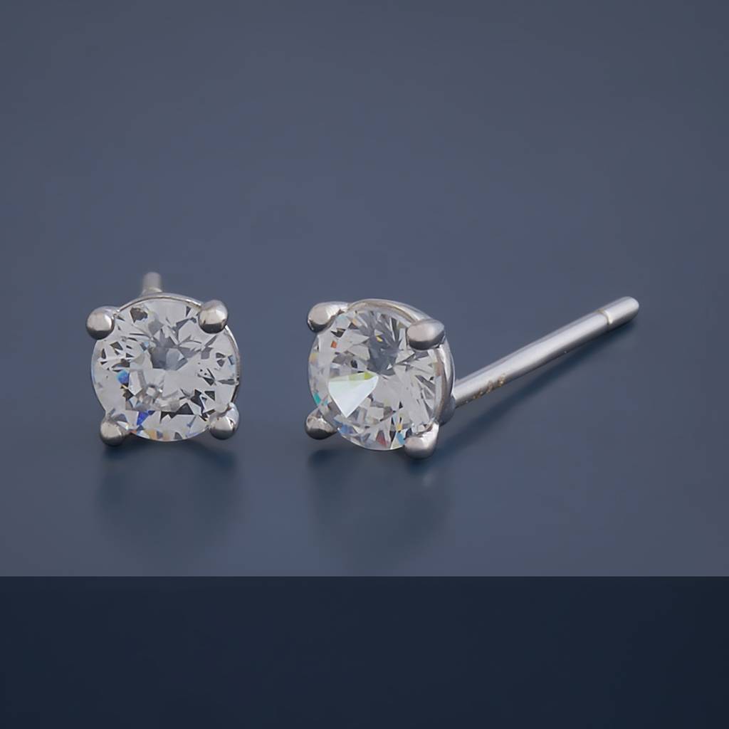 White Rodium Plated - Office Wear Silver Earring - 465985 : 465985
