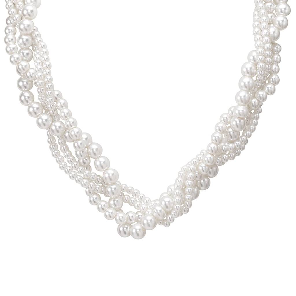 Silver Plated Fancy White Beaded Necklace For Women & Girls : PX9N253W