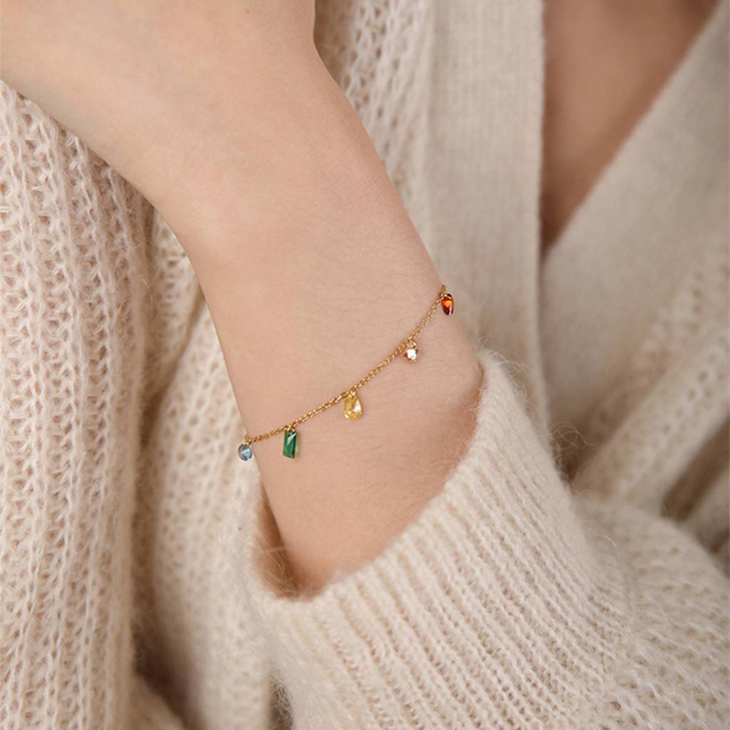 Multicolor Crystal Studded Gold Plated Fancy Openable Bracelet Jewellery For Women & Girls : PX9B210GML