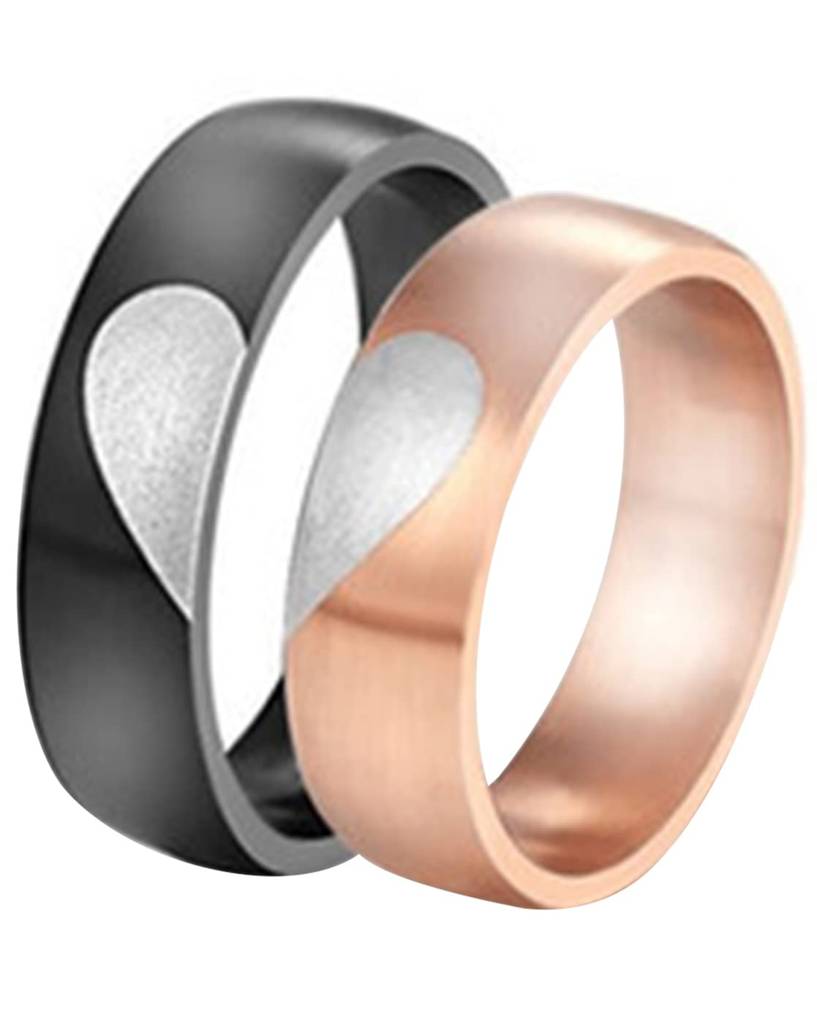 Valentine Day Black Stainless Steel Engagement Ring For Unisex Adult : PFCCR65