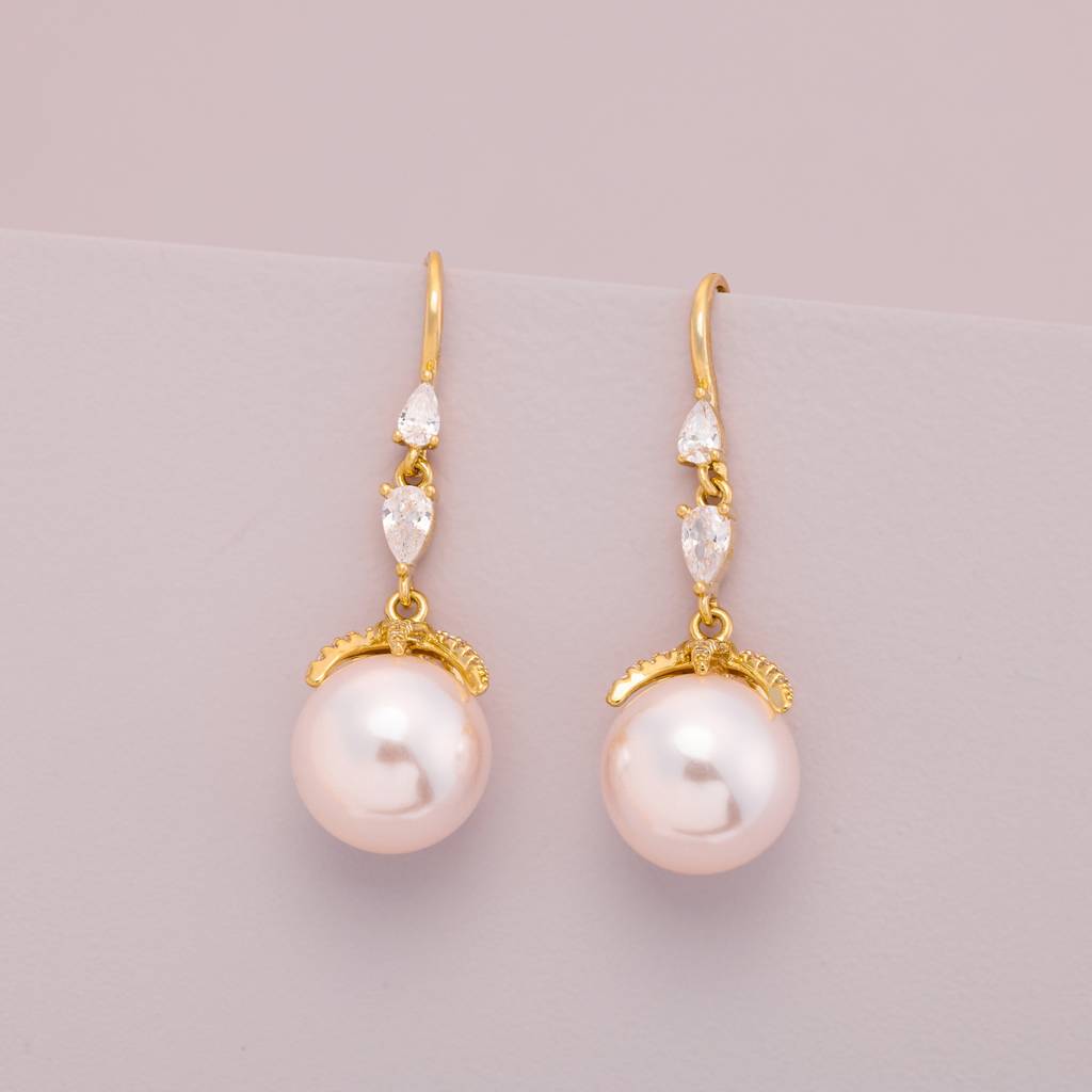 Pearl Gold - Plated Casual Wear Trendy Zircon Earring - 464617 : 464617