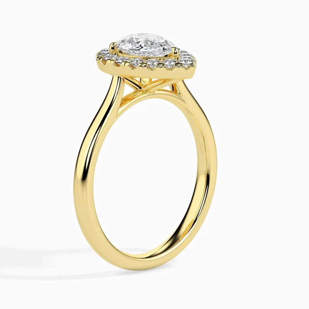 1.5 Carat Pear Solitaire Ring With Halo : 14kRoseZNR145F10