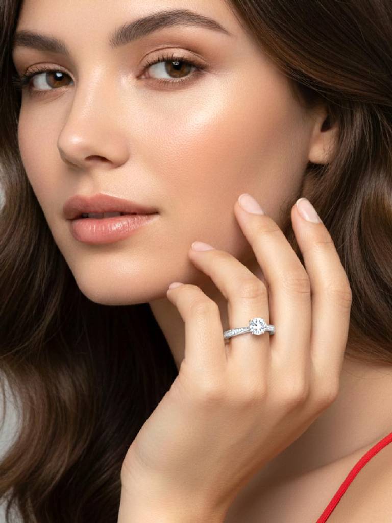 Rose Gold Plated 925 Sterling Silver Cz & Crystal Studded Finger Ring Fine Jewellery Gift For Women : PR5868S-5