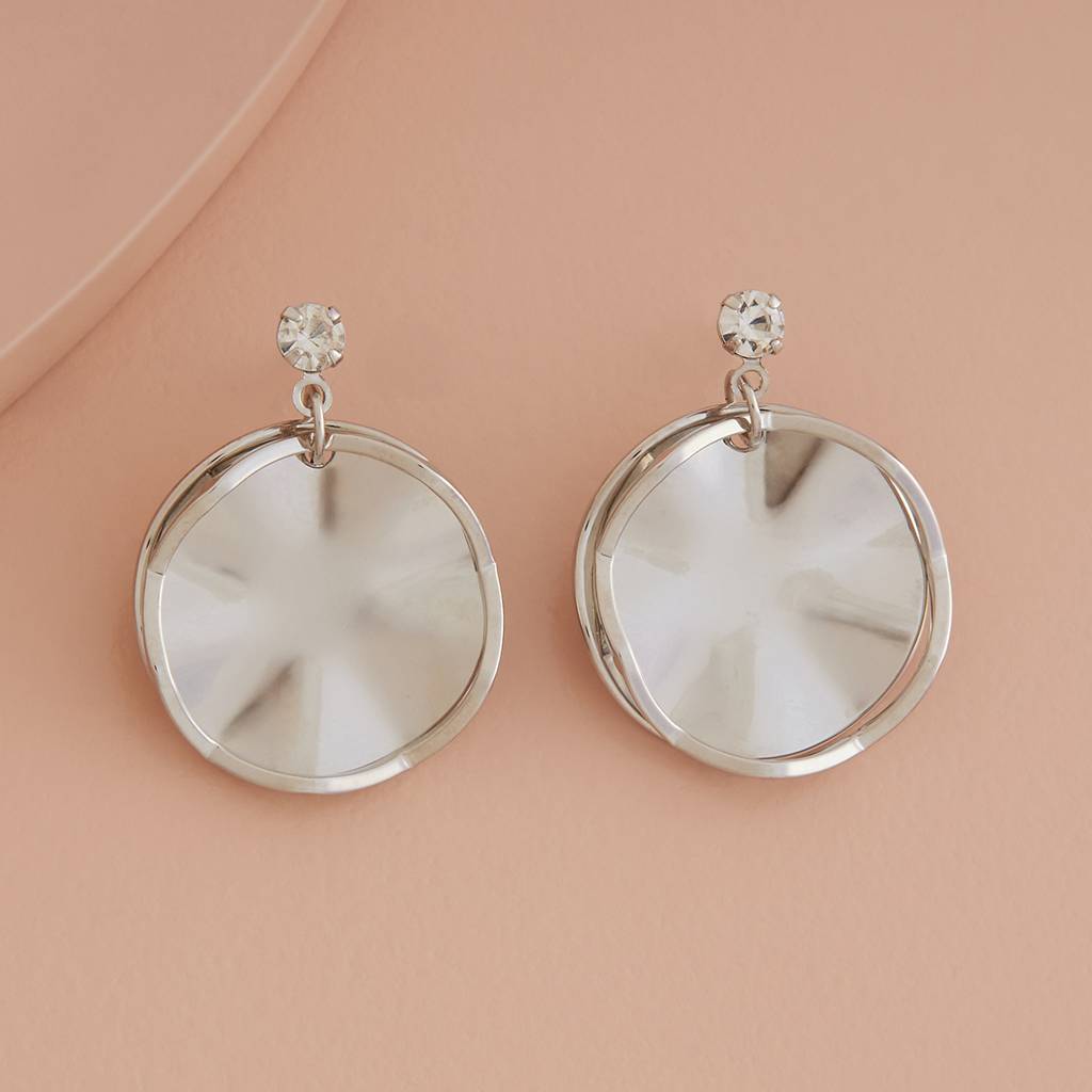 White Rhodium - Plated Casual Wear Trendy Earring - 438192 : 438192
