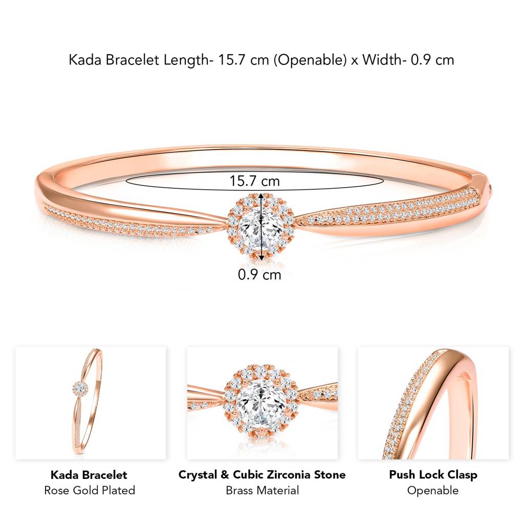 Crystal & Cz Studded Fancy Kada Bracelet Fashion Jewellery Gift For Women : PF68K205C