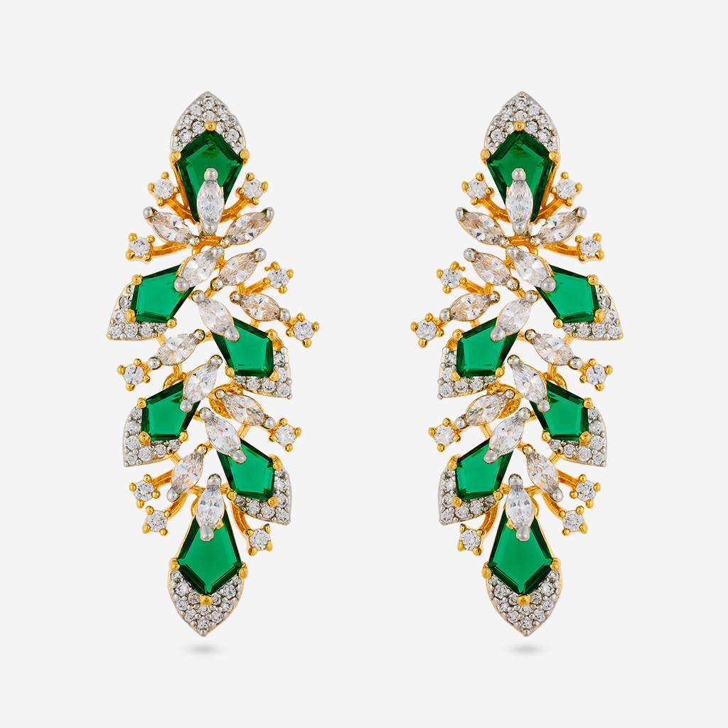 Rhodium-Gold - Plated Party Wear Zircon Earring - 457795 : 457796