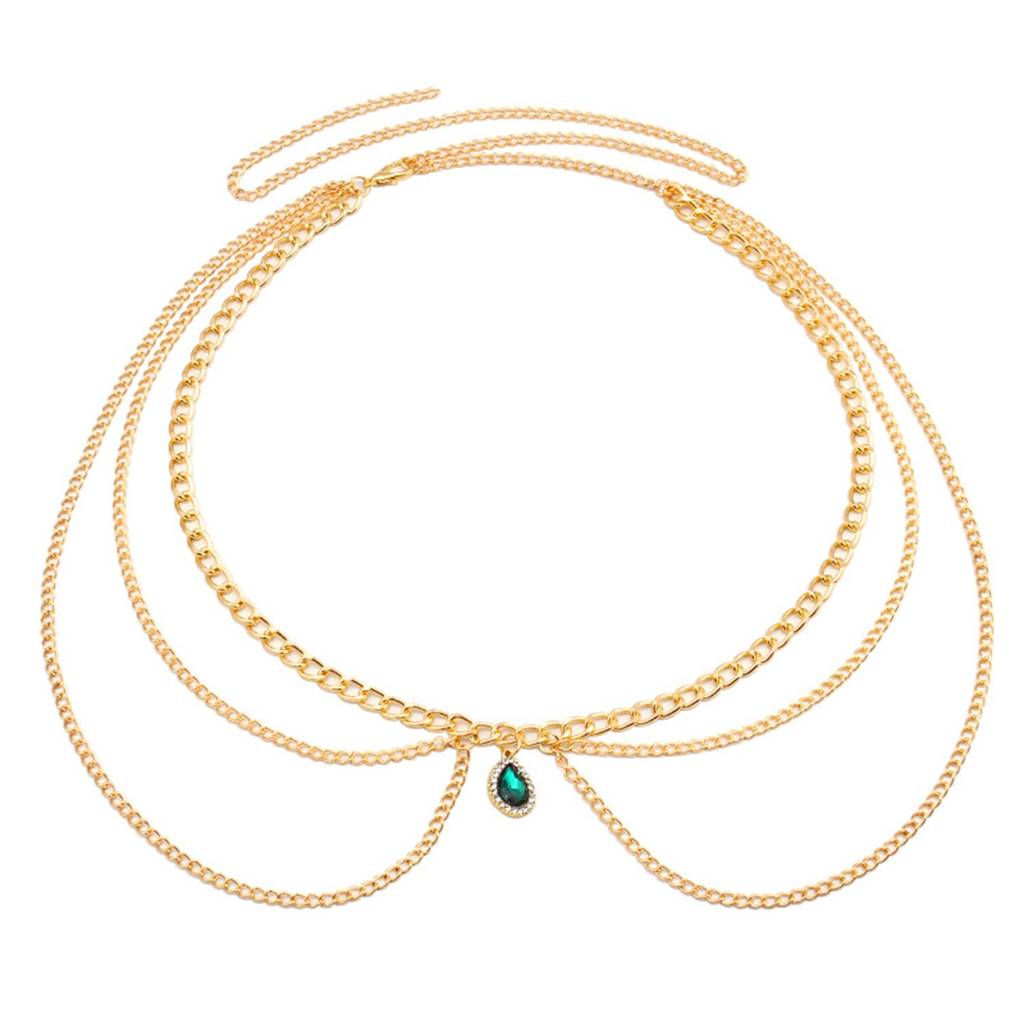 Cz & Crystal Studded Gold Plated  Multi Layer Waist Chain Fancy Adjustable Kamar Bandh Belly Chain Jewellery For  : PX8BCH033G