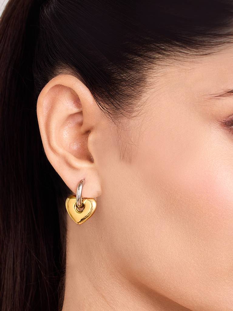 Golden Heartshine Earrings Stainless Steel Waterproof & Anti-Tarnish : E89SJSS0T
