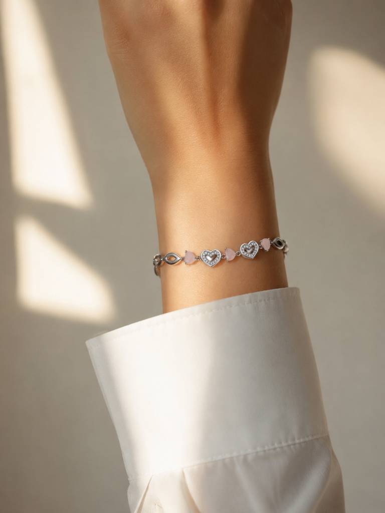 925 Silver Rosalie Heart Whisper Bracelet For Women : BR-80