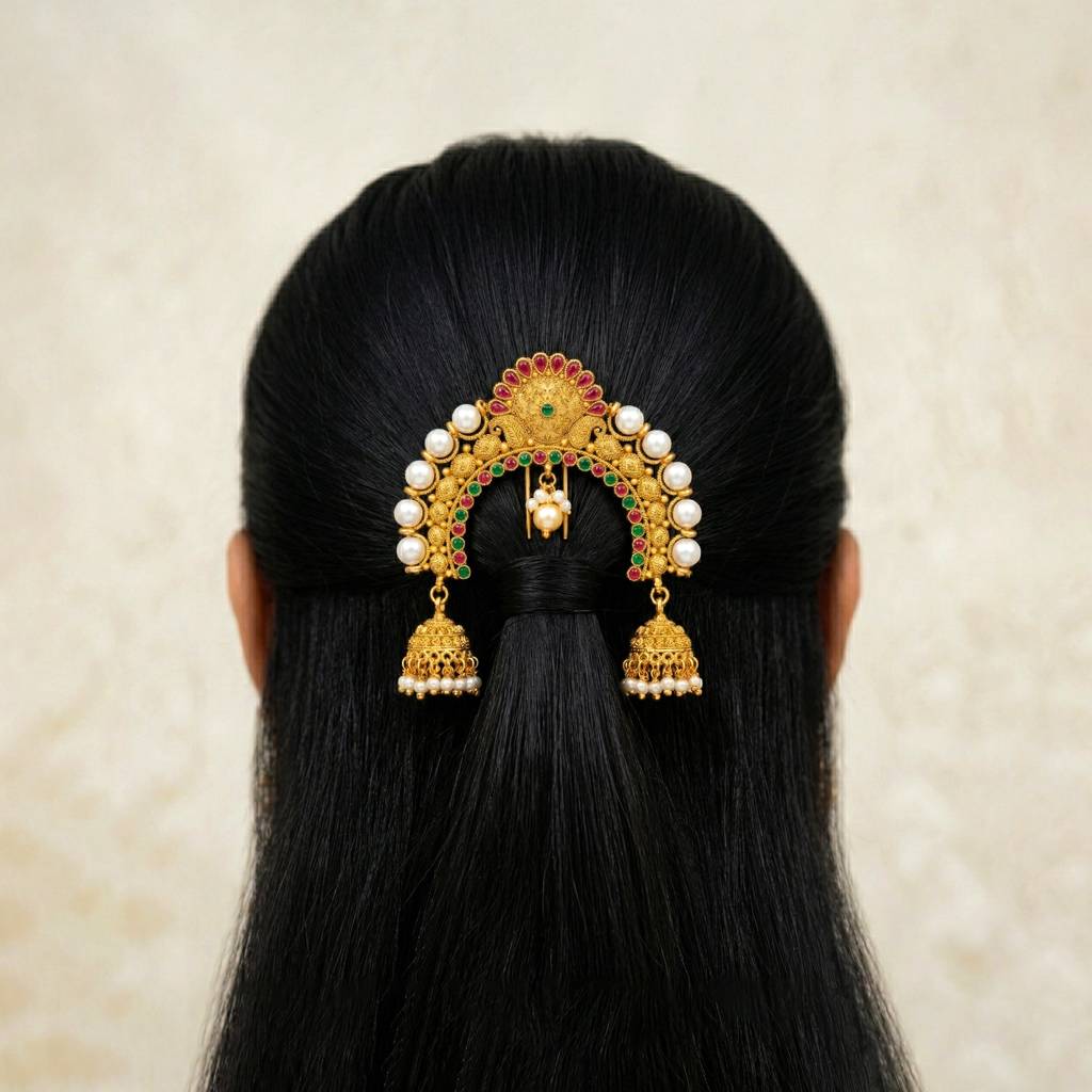 Peora Ethnic Hair Juda Pin Brooch For Women & Girls Gold  display picture 1