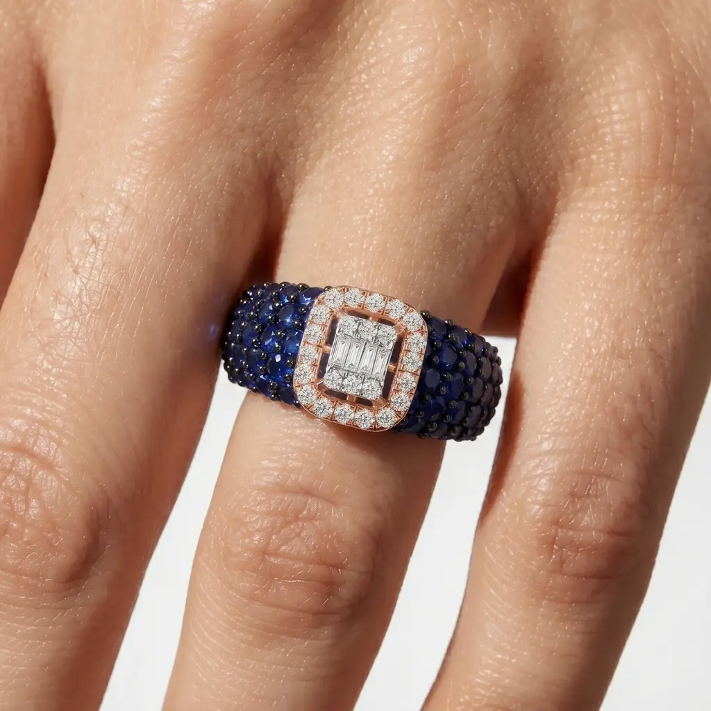 Nerra Sapphire & Diamond Fashion Ring : RG1313_14K_PG