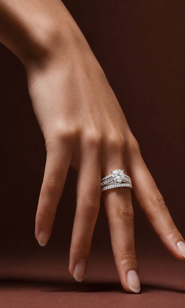 Queens Triband 1 Carat Solitaire Wedding Ring On Pure 925 Silver : TR31132_2