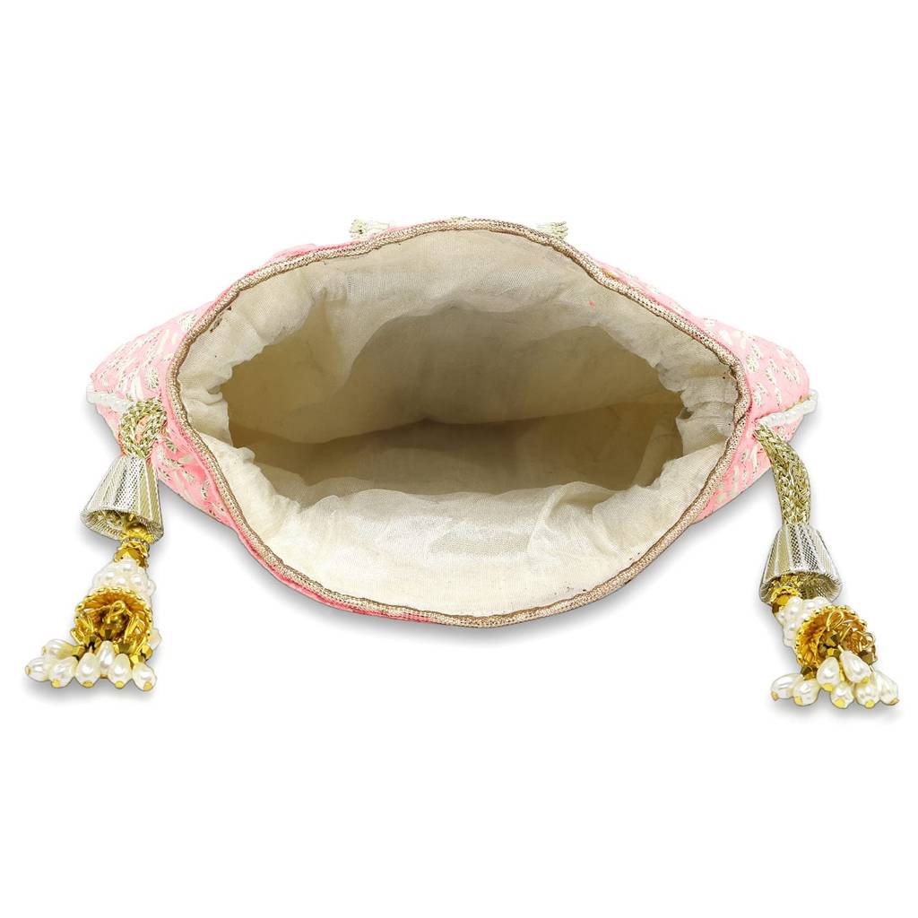 Potli Bags For Women Evening Bag Clutch Ethnic Bride Purse With Drawstring(P93Br) : P93PK
