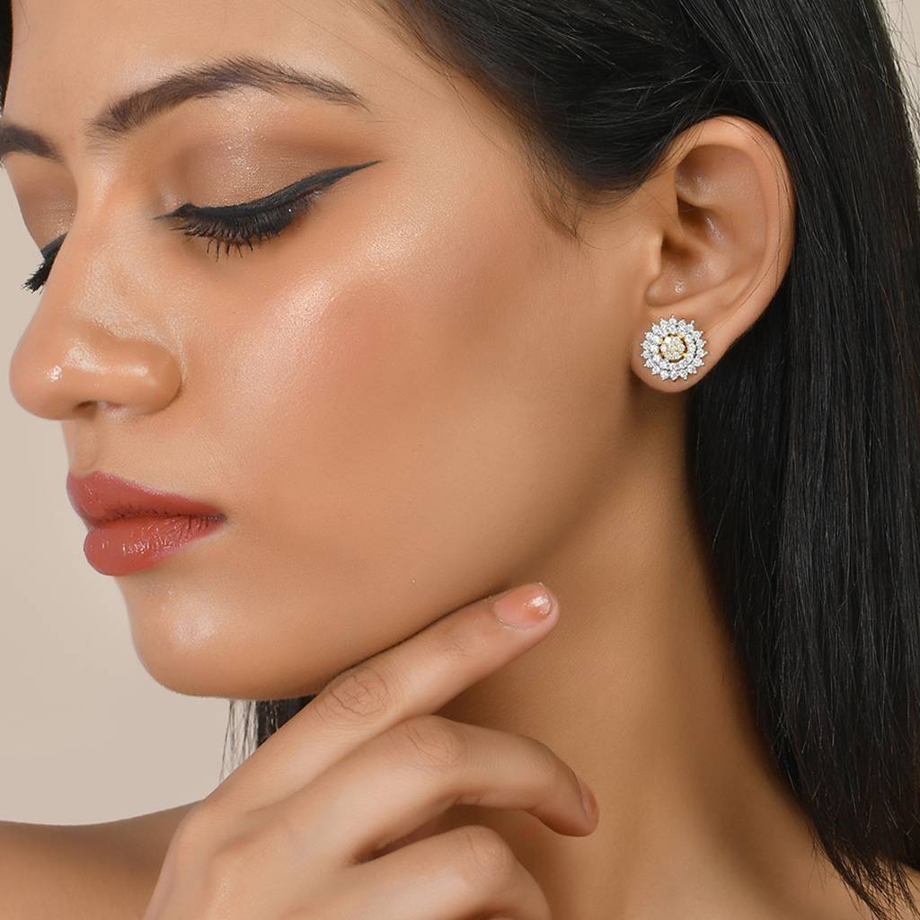 Sparkling Elegance Round Layered Cz Studded Earrings : 8905124499230