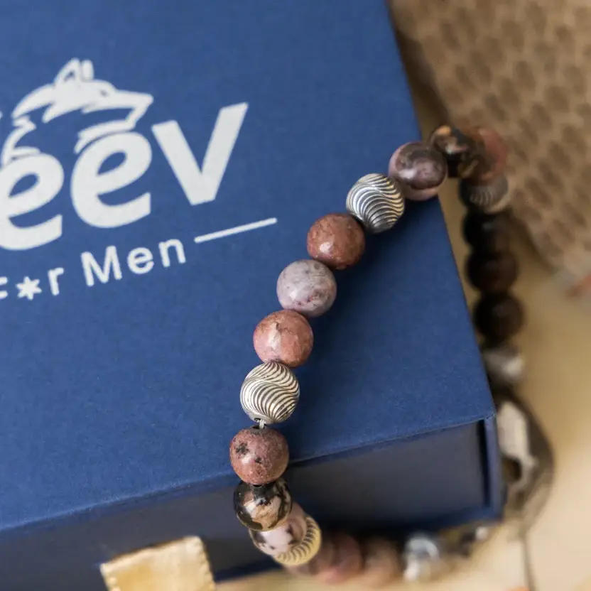 Rhodonite Silver Bracelet : ZV-BRC-NAT-009