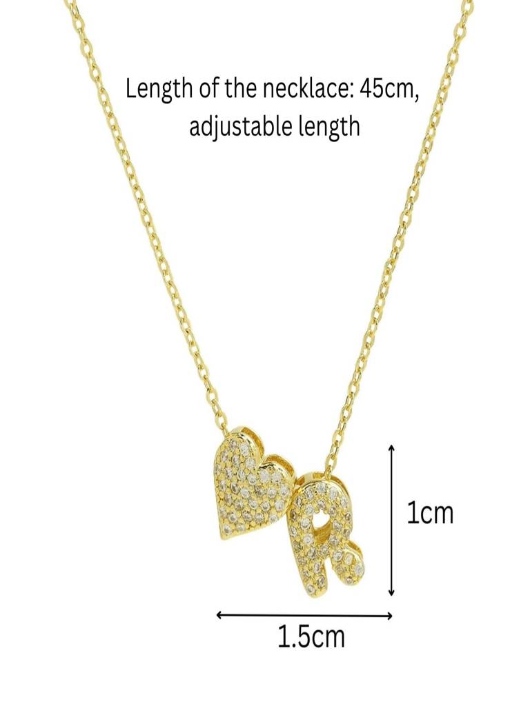 Reversible Initial Letter & Heart With Zircons Gold Plated Antitarnish Pendant : ABY0226P201GR