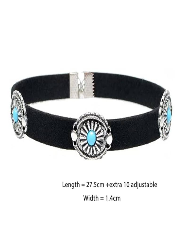 Retro Suede Oval Design Choker Necklace : ASX0421N104BK
