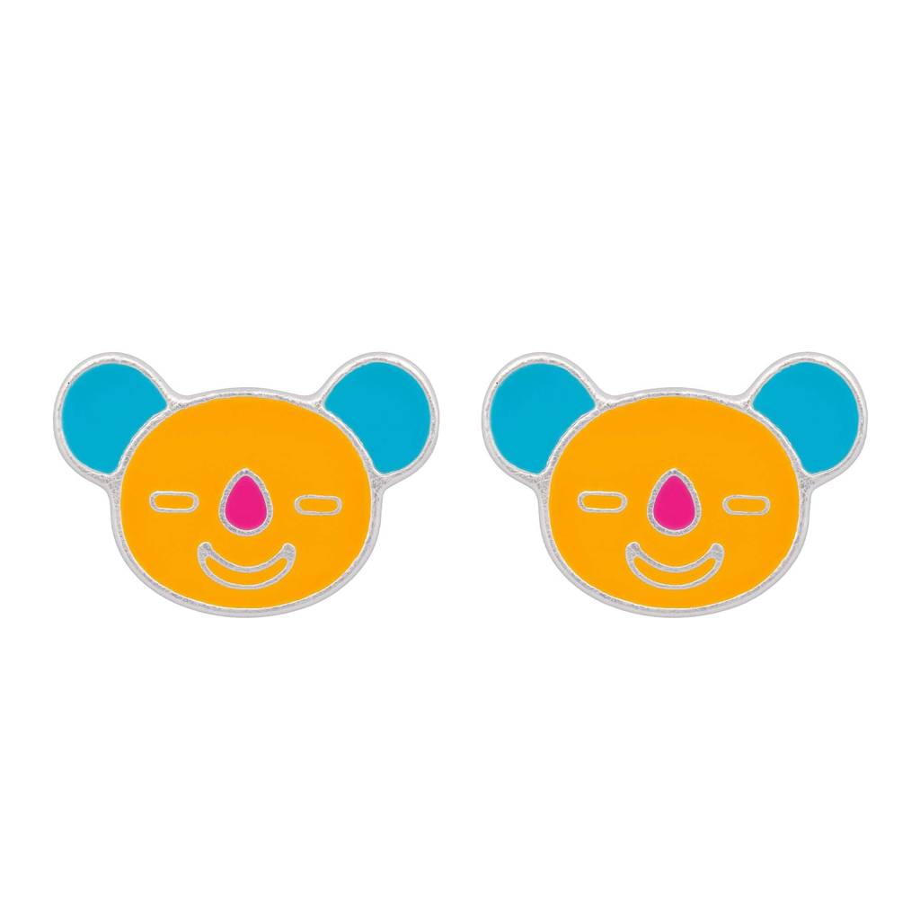 Adorable Koala Bear 925 Sterling Silver & Enamel Stud Earrings For Kids : NERWW01400296