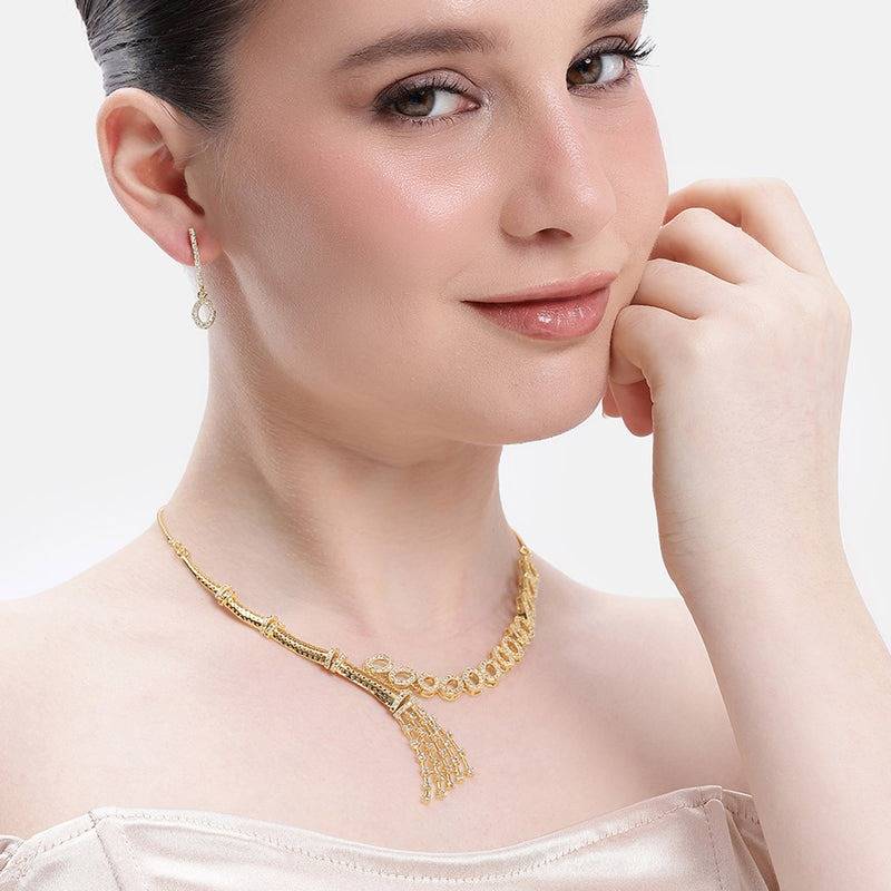 Luxury Cz Tassel Necklace Set For Women|Occasion Wear : AD-892-IGWENKER