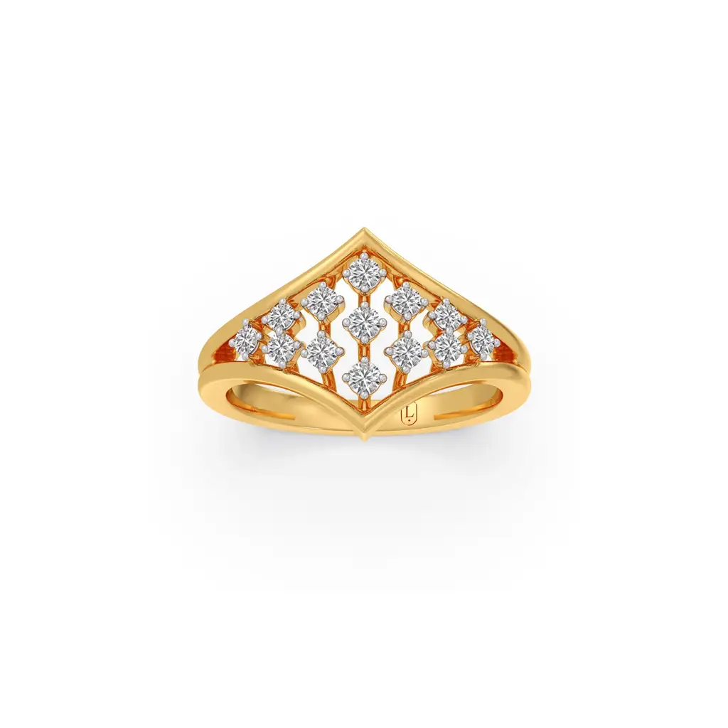 Floral Net Diamond Ring : LJ-R00718-09YGLGD-8