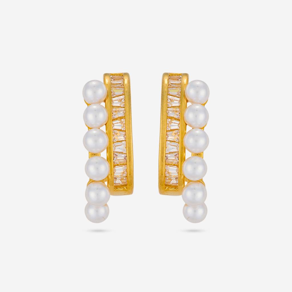Pearl Gold - Plated Casual Wear Trendy Zircon Earring - 464675 : 464675