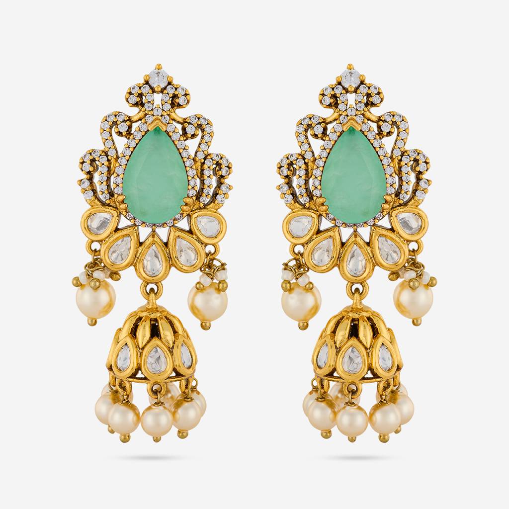 Victorian - Plated Bridesmaid Kundan Earring - 461662 : 461663