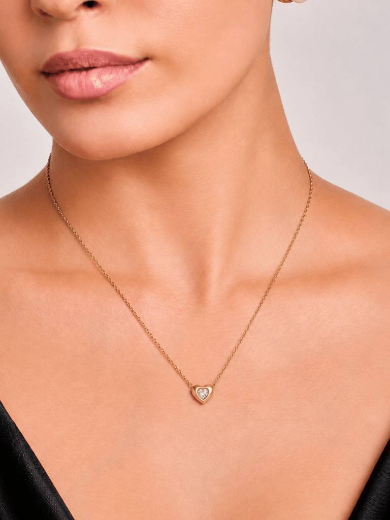 18K Gold Plated Stainless Steel Waterproof & Anti-Tarnish Blush Heart Necklace : N54SJSS0G