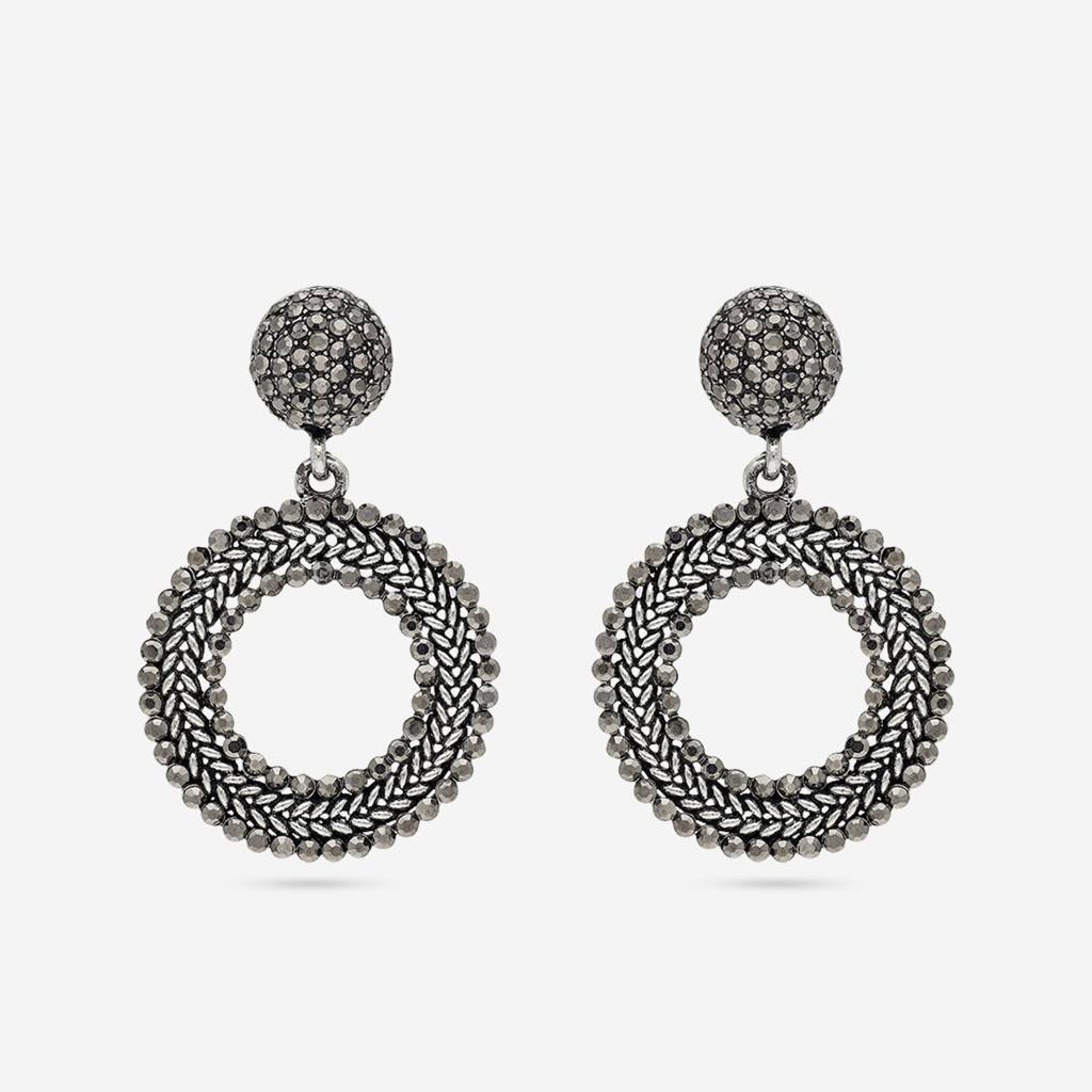 Grey Oxidised - Plated Casual Wear Trendy Earring - 450667 : 450667