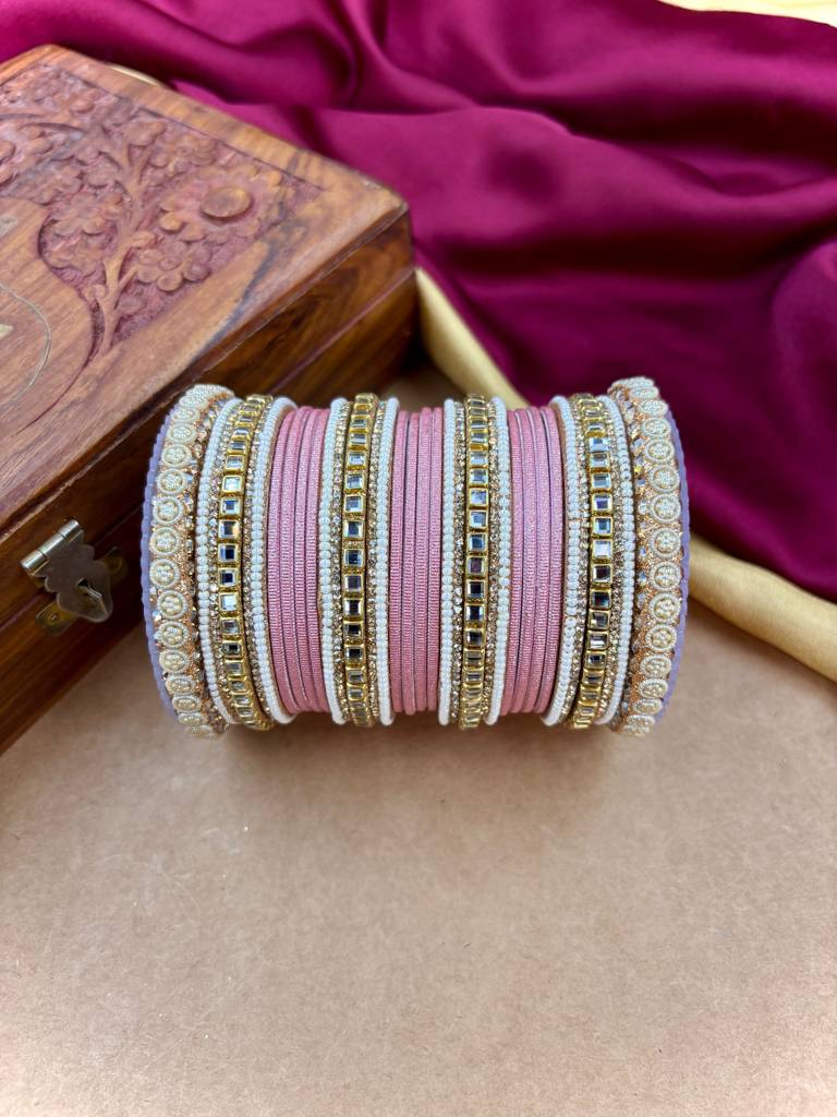 Traditional Kundan Bangles : HB-68-24-PINK