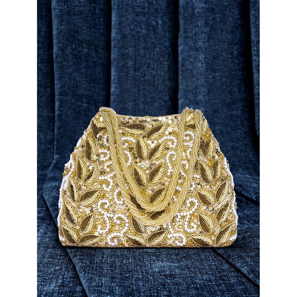 Potli Bags For Women Evening Bag Clutch Ethnic Bride Purse With Drawstring (P17Br) : P17G